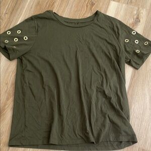 MICHAEL Michael Kors Green Boxy T-Shirt with Gold Accents